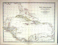 Old 1881 Johnston Map West India Islands Central America Honduras Cub Victorian