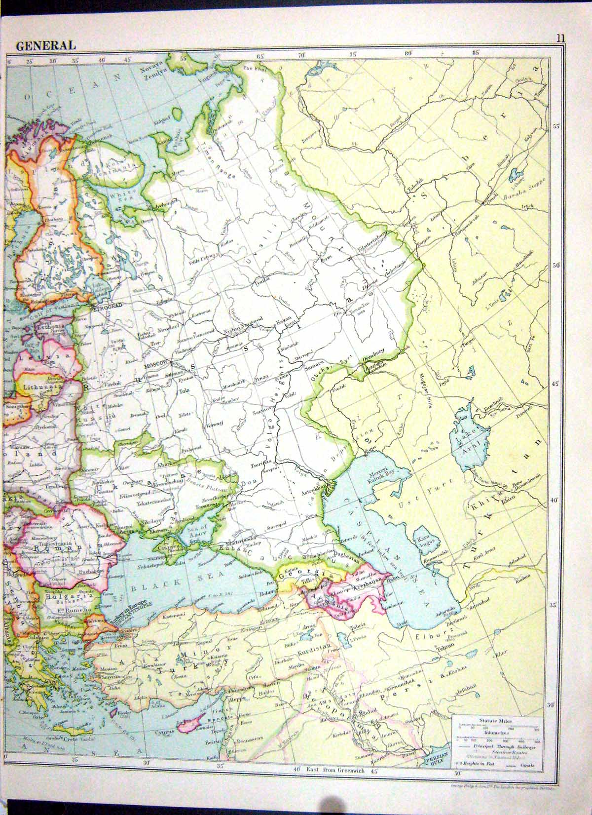 Antique Old Print Cassell Map 1920 Rumania Bulgaria Russia Historical Europe