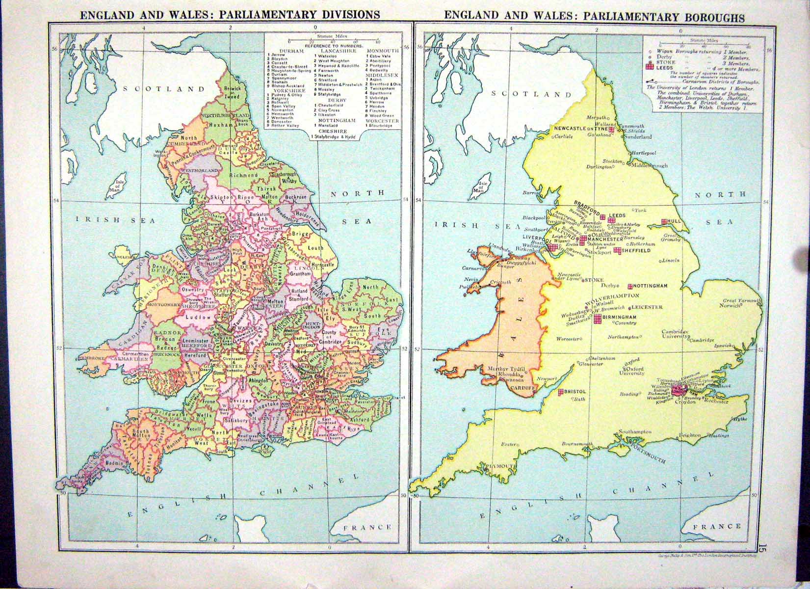 Antique Print Cassell Map 1920 England Wales Parliamentary Regions Isle Man