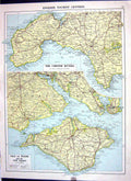 Old Cassell Map 1920 English Tourist Centre Cornish Riviera Isle Wigh 20th