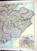Old Print Cassell Map 1920 Lowlands Scotland Edinburgh Clackmannan Linnhe 20th