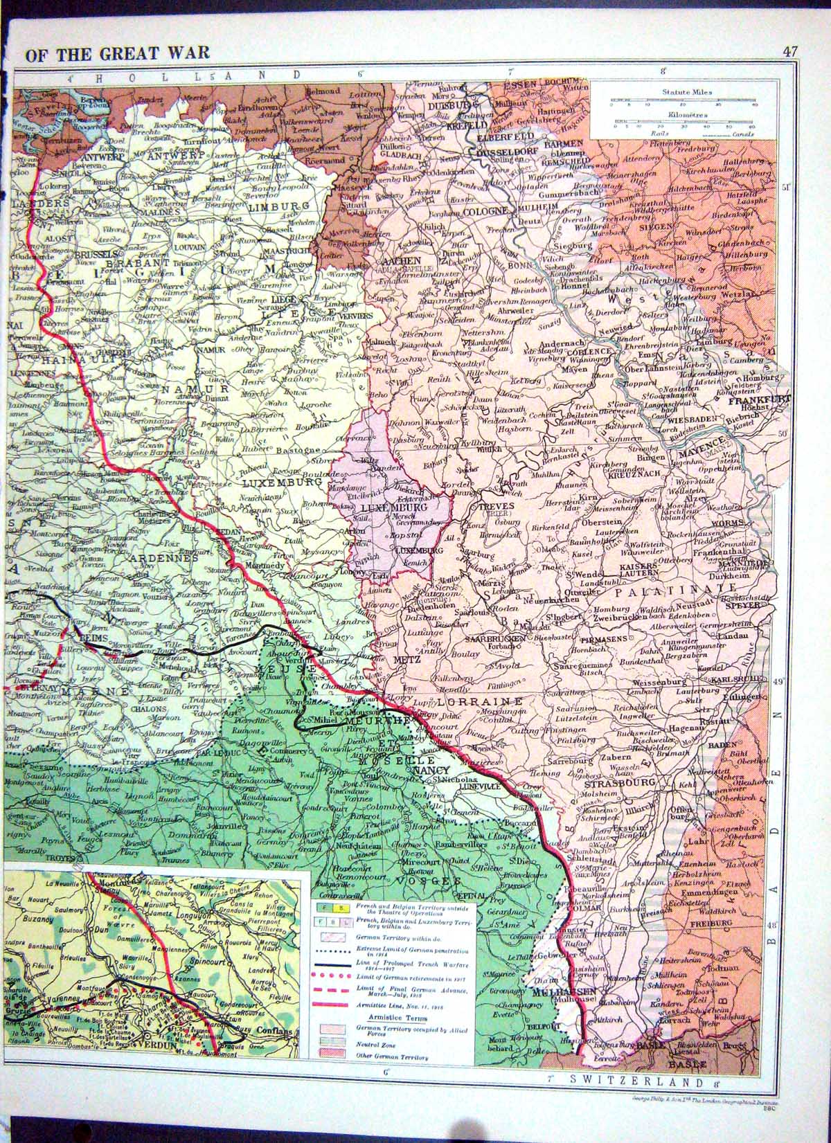 Old Cassell Map 1920 Germany Antwerp Luxemburg Verdun Belgium Brussel 20th