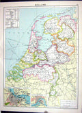 Antique Print Cassell Map 1920 Holland Amsterdam Rotterdam Switzerland Alps