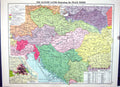 Old Cassell Map 1920 Danube Vienna Switzerland Austria Czecho-Slovaki 20th