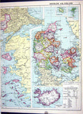 Old Print Cassell Map 1920 Denmark Iceland Faroe Stockholm Baltic Finland 20th