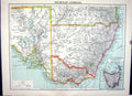 Old Vintage Print Cassell Map 1920 Eastern South-East Australia Tasmania 20th
