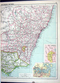 Antique Old Print Cassell Map 1920 Eastern Australia Canberra Port Jackson 20th