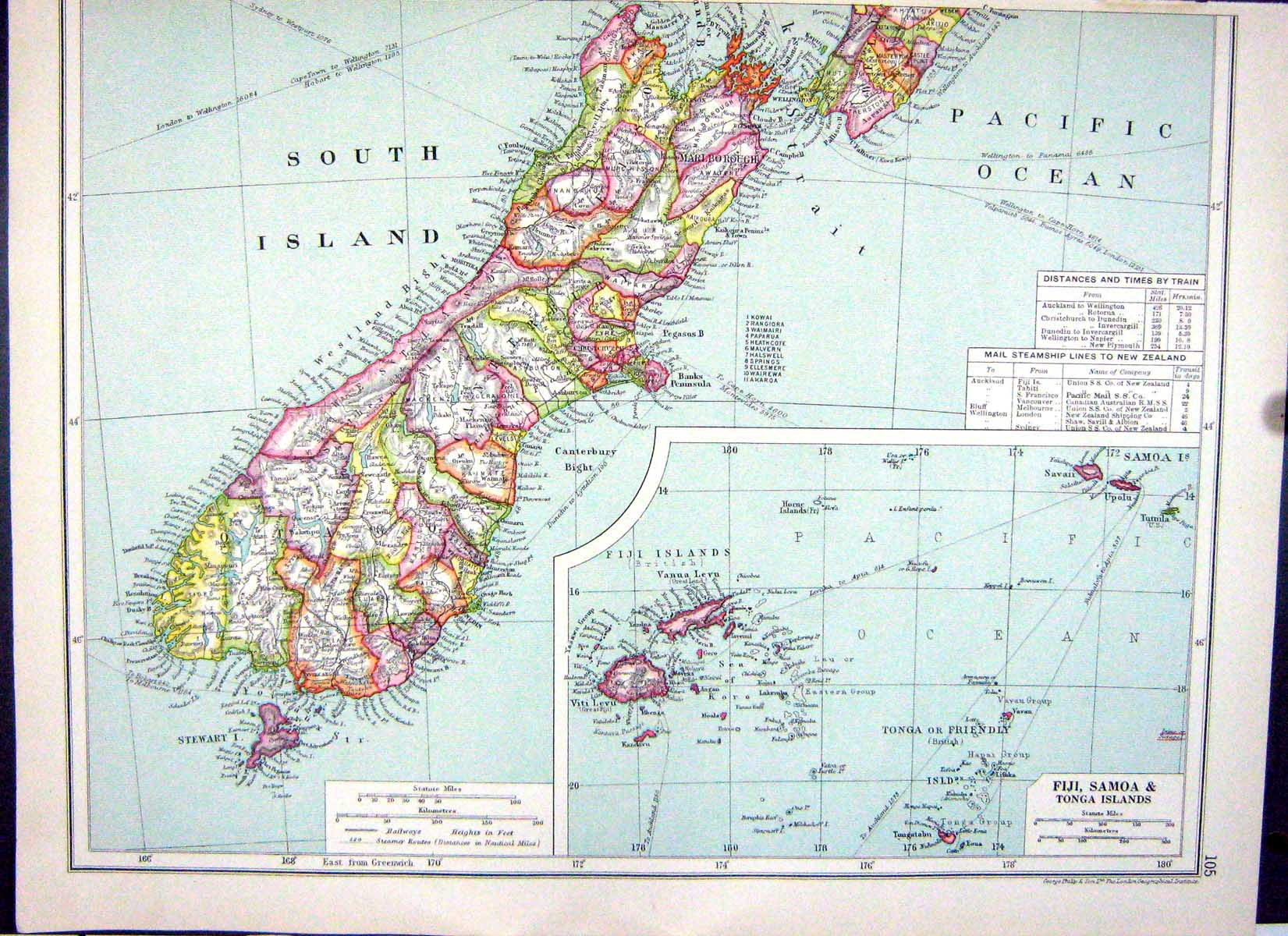 Old Cassell Map 1920 New Zealand Fiji Samoa Africa Morocco Libya Egyp 20th