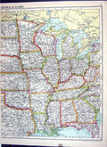 Old Print Cassell Map 1920 America Mississippi Oklahoma Mexico California 20th