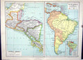 Old Cassell Map 1920 America Brazil Guatemala Costa Rica Guiana Colum 20th