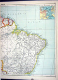 Old Cassell Map 1920 South America Rio Janeiro Brazil Falkland Ayres 20th