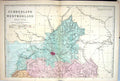 Old Print Bacon Map C1884 Cumberland Westmorland Carlisle Wigton England 19th