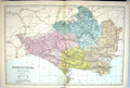 Original Old Antique Print Bacon Map C1884 Dorsetshire England Dorchester Poole