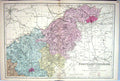 Old Print Bacon Map C1884 Northamptonshire England Northampton Kettering 19th