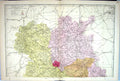Old Antique Print Bacon Map C1884 Shropshire England Shrewsbury Newport 19th