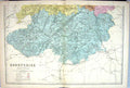 Old Print Bacon Map C1884 Shropshire England Bishops Castle Much Wenlock 19th
