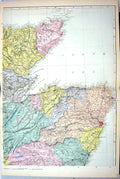 Antique Print Bacon Map C1884 Scotland Caithness Moray Firth Aberdeen Nairn