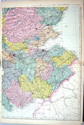Antique Print Bacon Map C1884 Scotland Edinburgh Firth Forth Berwick Perth 19th