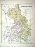 Old Print England Philip Map 1885 Cambridgeshire Ely Cambridge Newmarket 19th