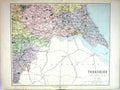 Old Antique Print Philip Map England 1885 Yorkshire York Hull Doncaster 19th