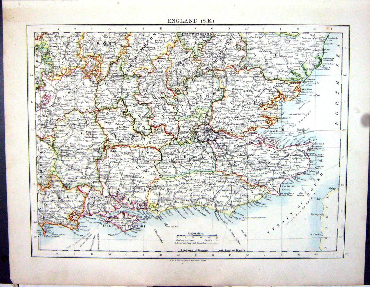 Old Johnston Map 1906 England Isle Wight London Scotland Shetland Ork 20th