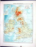 Old Johnston Map 1906 Physical British Isles Spain Portugal Ibiza Maj 20th