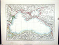 Original Old Antique Print Johnston Map 1906 Black Sea Crimea Turkey Caspian