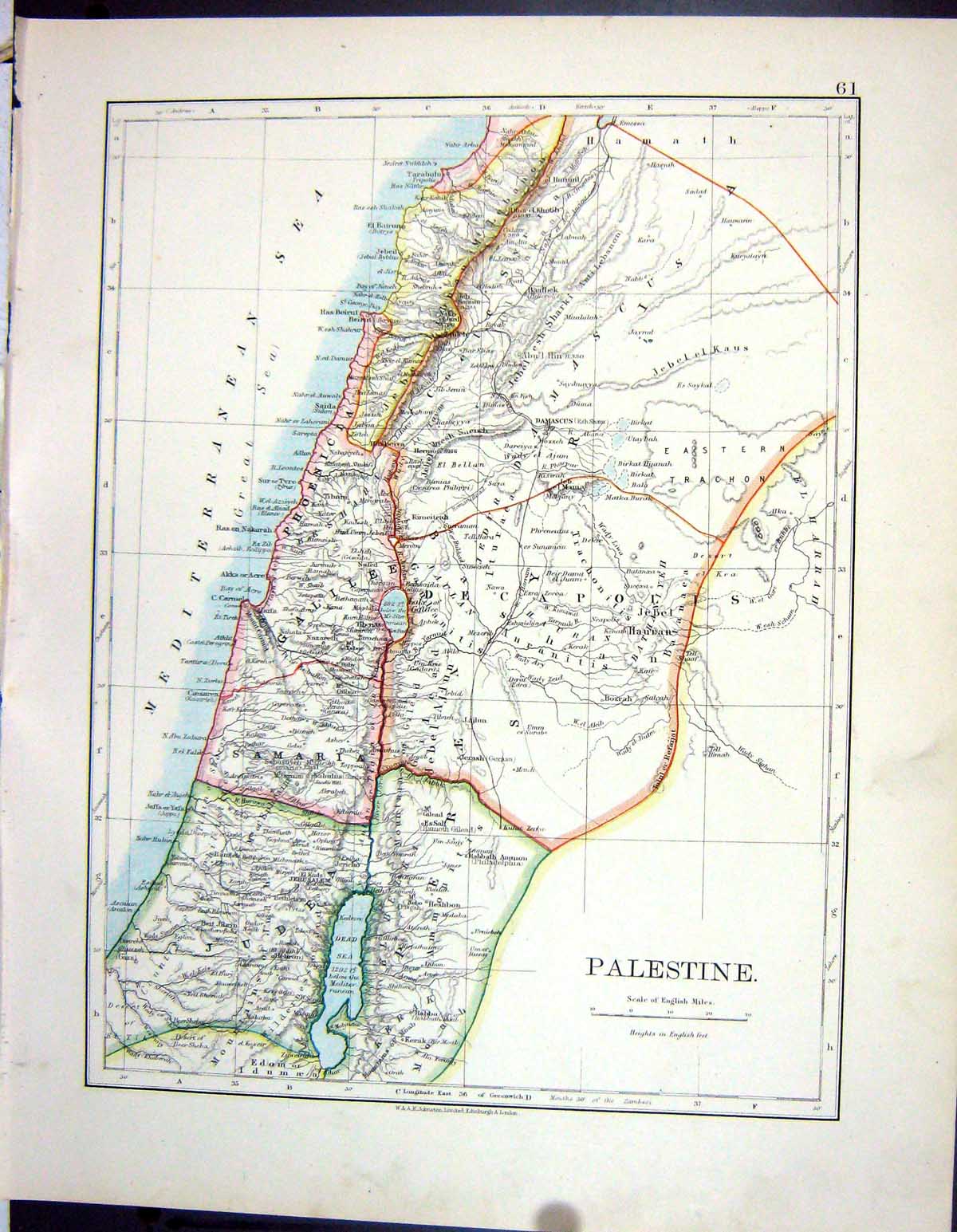Old Johnston Map 1906 Palestine Samatra Galilee Red Sea Egypt Sudan A 20th
