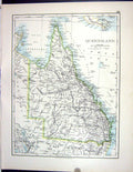 Antique Old Print Johnston Map 1906 Queensland Australia Kangaroo Lake Eyre