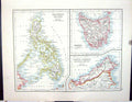 Old Johnston Map 1906 Philippine Islands Tasmania Borneo Brunei Fiji 20th