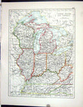 Old Johnston Map 1906 United States America Ohio Lake Michigan Nevada 20th
