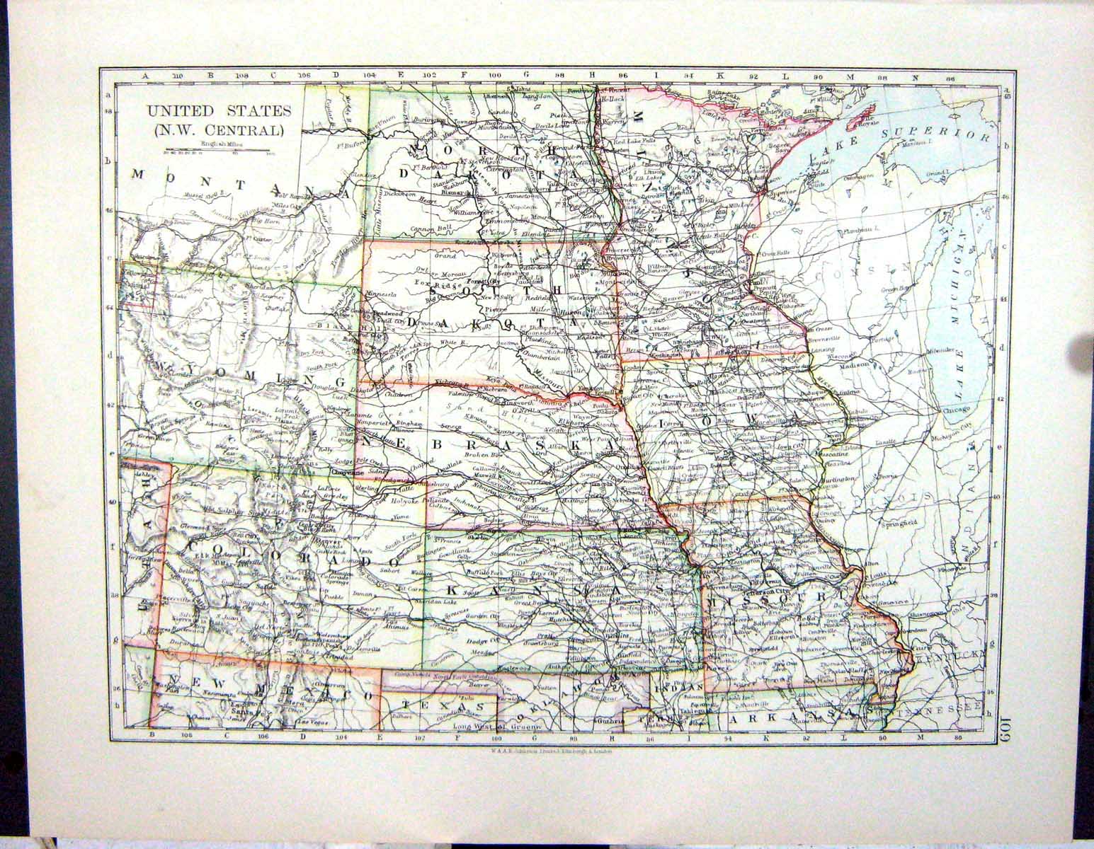 Old Johnston Map 1906 Central America Nebraska Kansas Colorado Califo 20th