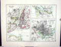 Old Johnston Map 1906 America New York Washington Brazil Columbia Arg 20th