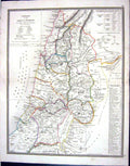 Old Print Bible Map C1835 Canaan Land Promise Joshua Salt Sea Jerusalem 0 19th
