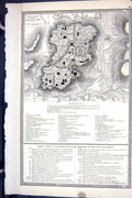 Original Old Antique Print Bible Map C1835 Plan Jerusalem City Lord Hill Zion