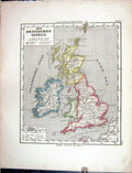 Old Emil Von Sydow?S Schul-Atlas 1870 Map Britain Britischen Inseln I Victorian