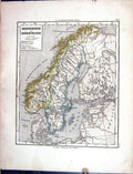 Old Emil Von Sydow?S Schul-Atlas 1870 Map Schweden Norwegen Sweden No Victorian