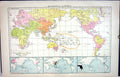 Antique Print Map C1893 Religions World Christian Buddhist Brahman Chinese 19th