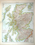 Old Print Map C1893 Scotland Orkney Caithness Skye Edinburgh Firth Forth 19th