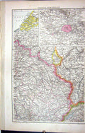 Old Antique Print Map C1893 North-West France Paris Plan Luxemburg Nancy 19th