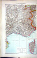Antique Print Map C1893 South-East France Corsica Marseilles Antibes Loire 19th