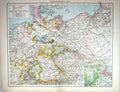 Antique Old Print Map C1893 Germany Westphalia Frankfurt Berlin Cracow Posen