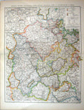 Old Map C1893 Rhenish Prussia Hesse-Nassau Waldeck Lippe Grandy-Duchy Victorian