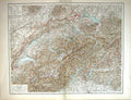 Old Antique Print Map C1893 Switzerland Lake Geneva Mulhausen Zurich Como 19th