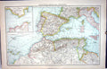 Antique Print Map C1893 Mediterranean France Spain Sardinia Sicily Corsica 19th
