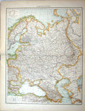 Antique Old Print Map C1893 European Russia Sea Azoff Kosroma Baltic Saratoff