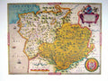Antique Old Print Colour Map Wales Montgomery Dolgelhe Harlech Cardiganshire