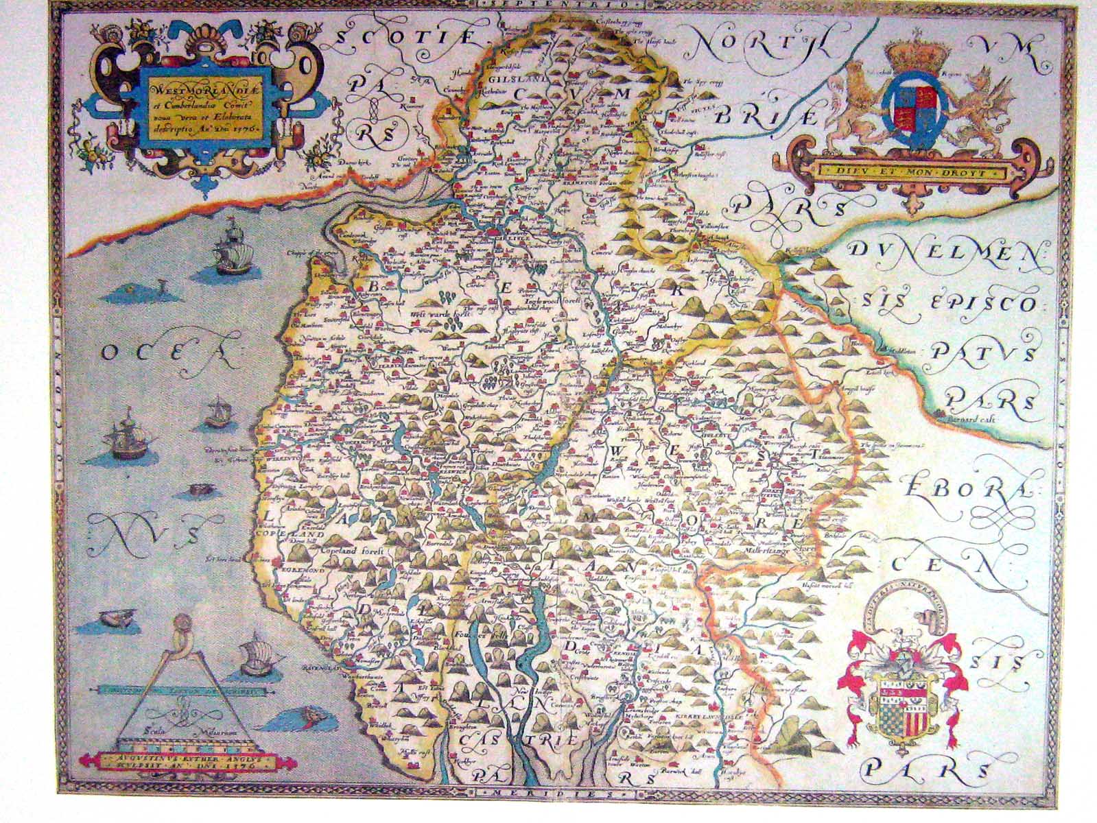 Antique Print Colour Map Westmoreland England Copeland Middleton Thirlewall