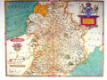 Antique Old Print Colour Map Denbighshire Wales Hereford Radnor Shoeburyness
