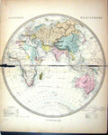 Antique Print Eastern Hemisphere Harrow Map 1880 Europe Africa India China 19th